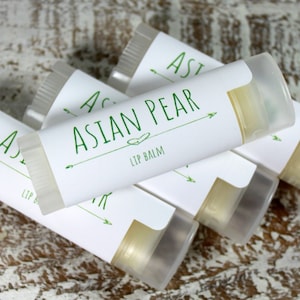 4 Handcrafted Asian Pear Flavored Lip Balms  Maine Made , Handmade Lip Care , Pear Lip Balm, Flavored Lip Care, Pear Lip Butter, Self Care
