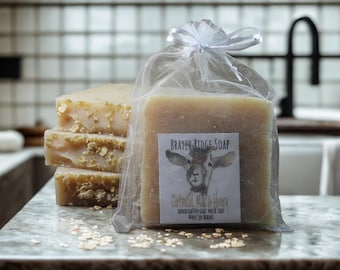 4 Bars Oatmeal Milk & Honey Goat Milk Soap, Exfoliating, Maine Made