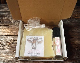 Sweet Pea Gift Box, Goat Milk Soap, Roller Perfume