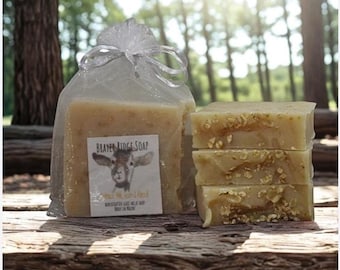 Jabón de avena, leche, miel y almendras, leche de cabra, exfoliante, hecho en Maine, 4 barras