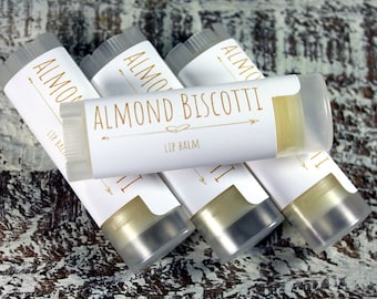 4 Handcrafted Almond Biscotti Flavored Lip Balms  Maine Made, Handmade Lip Care, Almond Flavored Lip Balm, Flavored Lip Care, Self Care