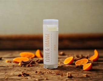 Bálsamo labial artesanal de clavo y naranja dulce, aceite esencial, hecho en Maine