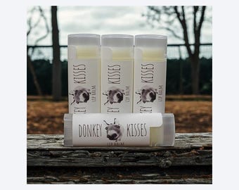 Donkey Kisses Lip Balm, Organic Beeswax, Shea Butter, Coconut Oil (4 Tubes)