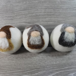 Needle Felted Gnome  Dryer Balls, Handmade Wool Dryer Balls , Country Decor Dryer Balls, Eco Friendly Dryer Balls, 2D Dryer Balls