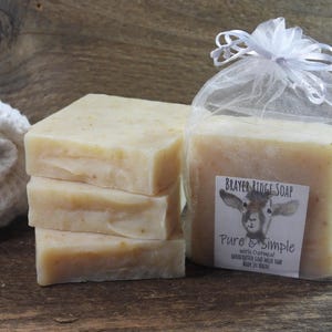 4 Pure and Simple With Ground Oatmeal. Fragrance Free Handcrafted Goat Milk Soap, Maine Made, Exfoliating  Soap, Unscented Soap, Zero Waste