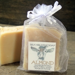 Almond Scented Handcrafted Goat Milk Soap ,Made in Maine , Moisturizing Bath and Body Soap, Cold Process Soap, Maine Made,