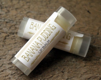 Banana Pudding Flavored Handcrafted  Lip Balm, Organic Shea Butter  Maine Made, Kids Lip Balm, Lip Care, Lip Butter