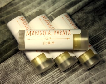 4 Mango Papaya Flavored Lip Balm, Made In Maine , Handmade Lip Care , Self Care, Lip Butter,  Natural Lip Balm, Handcrafted Lip Balm