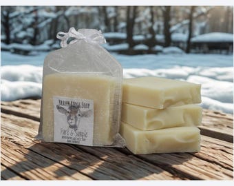 4 Bars Pure & Simple Goat Milk Soap, Unscented Moisturizing Bath Bar, Maine Made