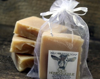 4 Bars Wild Honeysuckle Scented Handcrafted Goat Milk Soap, Honeysuckle Scent  Moisturizing Bath and Body Soap, Cold Process Soap,
