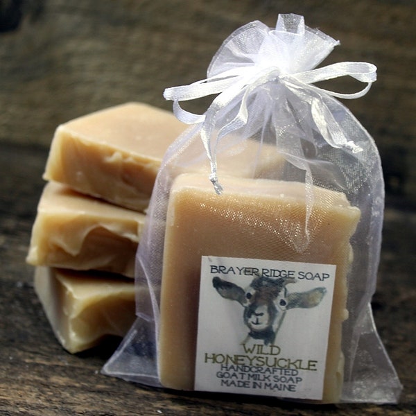 4 Bars Wild Honeysuckle Scented Handcrafted Goat Milk Soap, Honeysuckle Scent  Moisturizing Bath and Body Soap, Cold Process Soap,