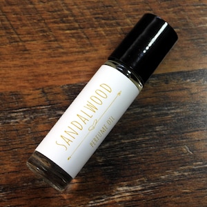 Sandalwood Scented Roll On Perfume, Body Perfume, Vegan Perfume, Sandalwood Perfume Oil, Alcohol Free  Handcrafted Perfume, 10ml, .33oz
