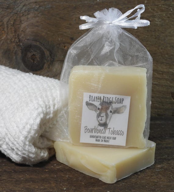 Handcrafted Bourbon Tobacco Goat Milk Soap, Maine Made