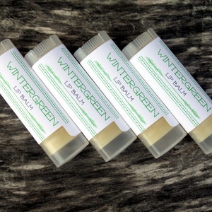 4 Handcrafted Wintergreen Essential Oil Lip Balms, Natural  Wintergreen Lip Care, Wintergreen Lip Butter, Maine Made, Handmade Lip Balm