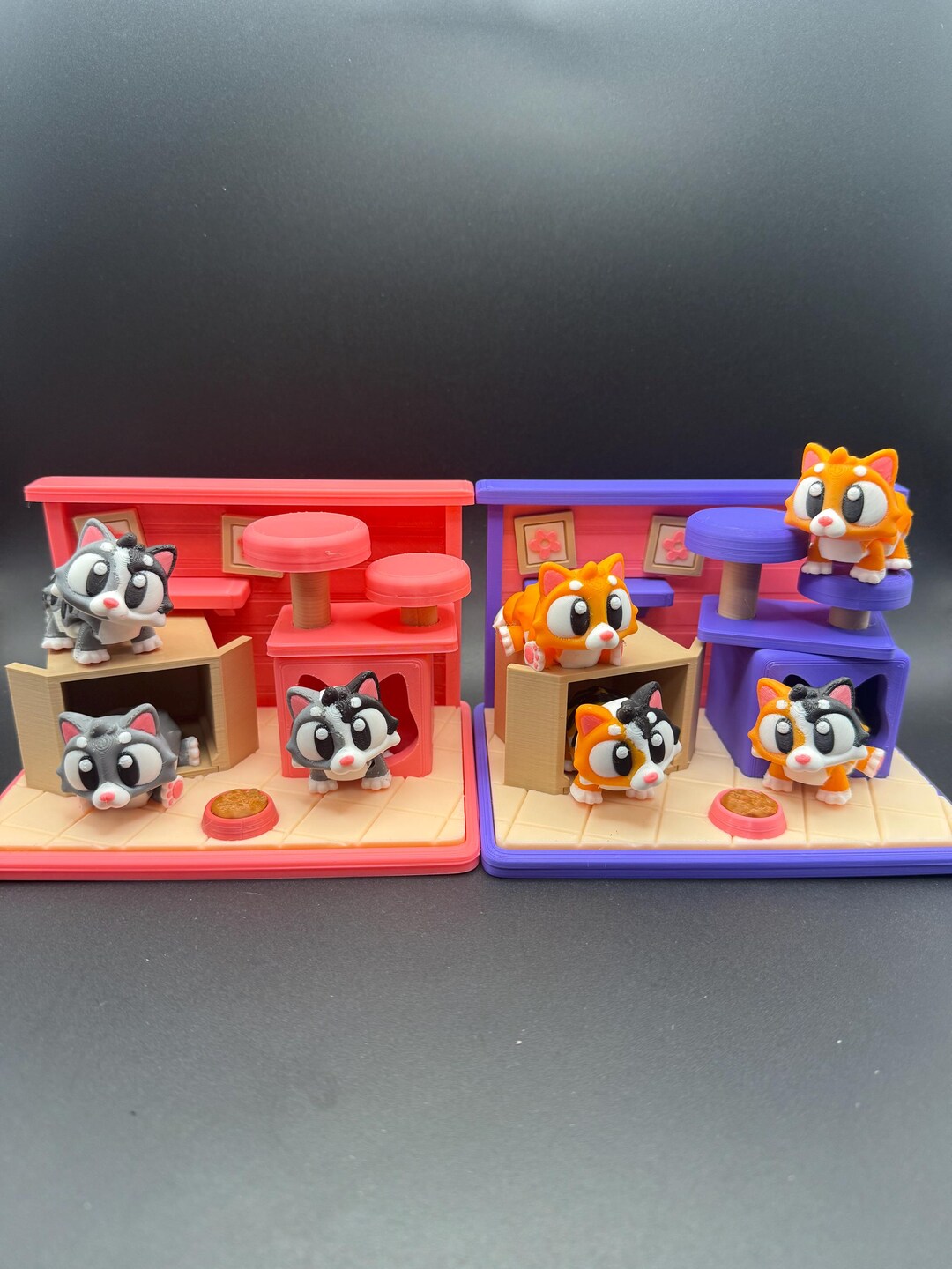3D Printed Articulated Kitty Cat Playset With Movable Props - Etsy