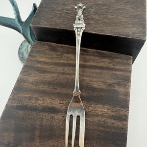 Vintage 800 Silver Berlin Bear Souvenir Fork – German Appetizer Pickle Olive Serving Piece