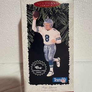 1996 Troy Aikman Ornament: Dallas Cowboys NFL Keepsake with Trading Card