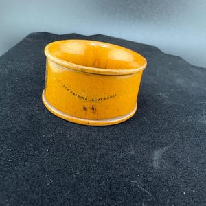 Vintage Scottish Wooden Napkin Ring Loch Katrine Boathouse Trossachs Souvenir Numbered Cottagecore Decor