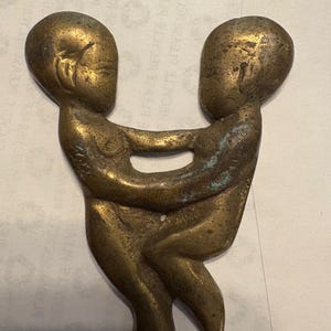 Vintage Brass Bottle Opener – Hugging Figures