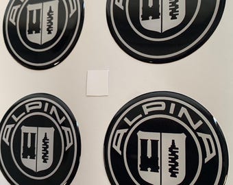Set of 4 Epoxy resin Stickers for Center caps on Alpina car rims || All Size Silicone Self-adhesive Emblems
