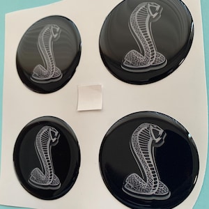 Set of 4 Epoxy resin Stickers for center caps on Shelby car rims || All Size Silicone Self-adhesive Emblems