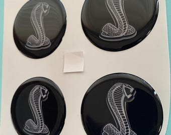 Set of 4 Epoxy resin Stickers for center caps on Shelby car rims || All Size Silicone Self-adhesive Emblems