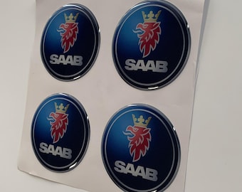 Set of 4 Epoxy resin Stickers for center caps on Saab car rims || All Size Silicone Self-adhesive Emblems