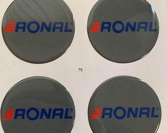 Set of 4 Epoxy resin Stickers for center caps on Ronal car rims || All Size Silicone Self-adhesive Emblems