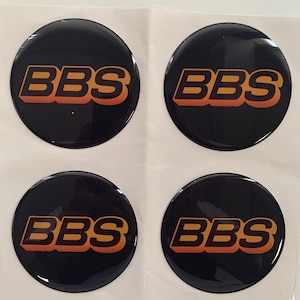 Set of 4 Epoxy resin Stickers for center caps on BBS car rims || All Size Silicone Self-adhesive Emblems