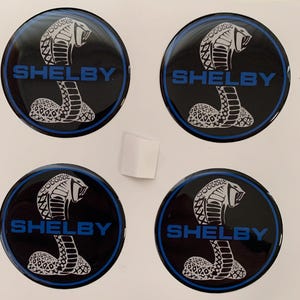 Set of 4 Epoxy resin Stickers for center caps on Shelby car rims || All Size Silicone Self-adhesive Emblems