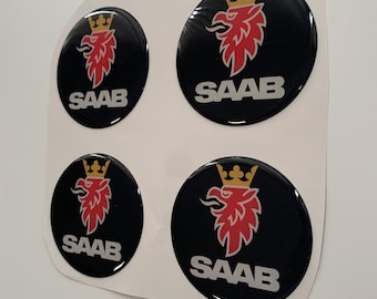 Set of 4 Epoxy resin Stickers for center caps on Saab car rims || All Size Silicone Self-adhesive Emblems