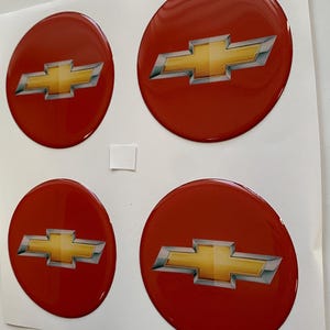Set of 4 Epoxy resin Stickers for center caps on Chevrolet car rims || All Size Silicone Self-adhesive Emblems