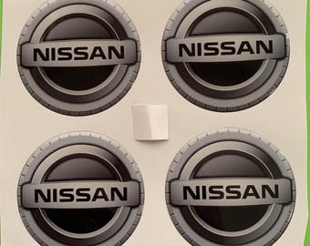 Set of 4 Epoxy resin Stickers for Center caps on Nissan car rims || All Size Silicone Self-adhesive Emblems