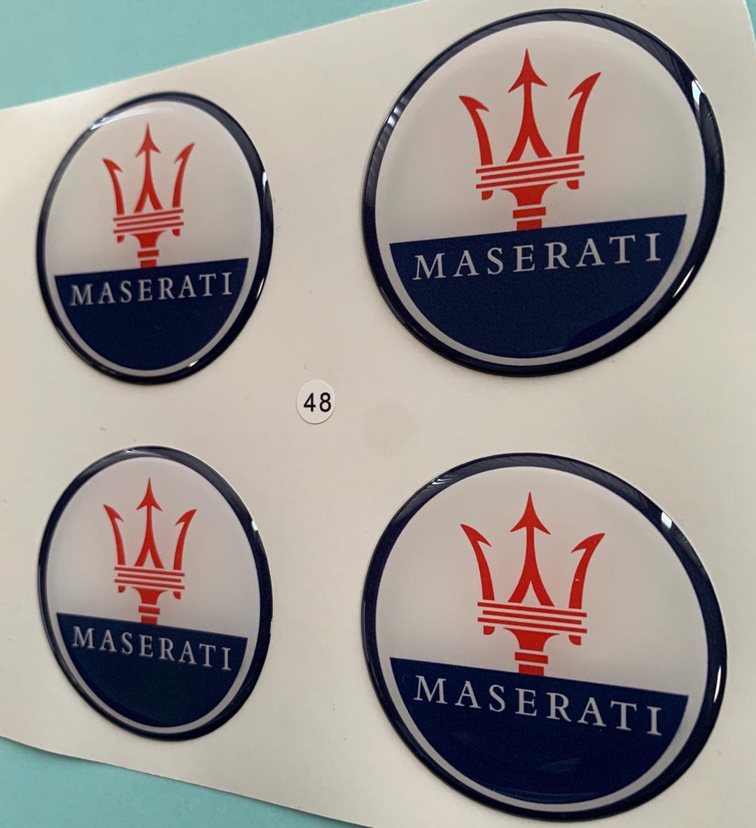 Set of 4 Epoxy Resin Stickers for Center Caps on Maserati Car Rims ...