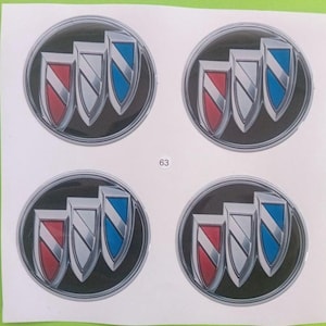Set of 4 Epoxy resin Stickers for center caps on Buick car rims || All Size Silicone Self-adhesive Emblems