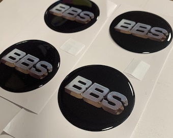 Set of 4 Epoxy resin Stickers for center caps on BBS car rims || All Size Silicone Self-adhesive Emblems