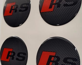 Set of 4 Epoxy resin Stickers for center caps on RS car rims || All Size Silicone Self-adhesive Emblems
