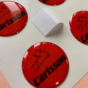 Set of 4 Epoxy resin Stickers for center caps on Carlsson car rims || All Size Silicone Self-adhesive Emblems
