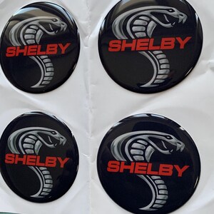 Set of 4 Epoxy resin Stickers for center caps on Shelby car rims || All Size Silicone Self-adhesive Emblems