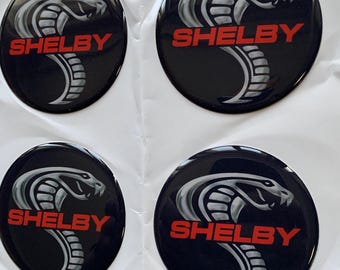 Set of 4 Epoxy resin Stickers for center caps on Shelby car rims || All Size Silicone Self-adhesive Emblems