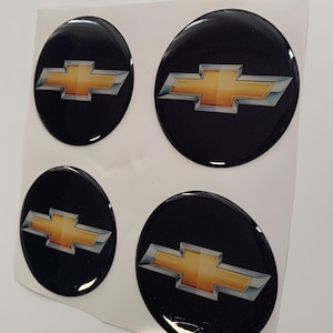 Set of 4 Epoxy resin Stickers for center caps on Chevrolet car rims || All Size Silicone Self-adhesive Emblems