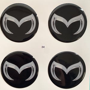 Set of 4 Epoxy resin Stickers for center caps on Mazda car rims || All Size Silicone Self-adhesive Emblems