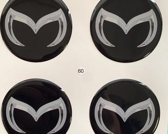 Set of 4 Epoxy resin Stickers for center caps on Mazda car rims || All Size Silicone Self-adhesive Emblems