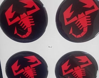 Set of 4 Epoxy-Resin Stickers for Center caps on Abarth car rims