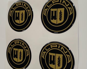 Set of 4 Epoxy resin Stickers for Center caps on Alpina car rims || All Size Silicone Self-adhesive Emblems