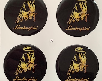 Set of 4 Epoxy resin Stickers for center caps on Lamborghini car rims || All Size Silicone Self-adhesive Emblems