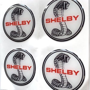 Set of 4 Epoxy resin Stickers for center caps on Shelby car rims || All Size Silicone Self-adhesive Emblems