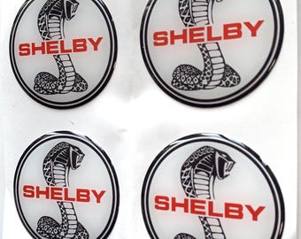 Set of 4 Epoxy resin Stickers for center caps on Shelby car rims || All Size Silicone Self-adhesive Emblems
