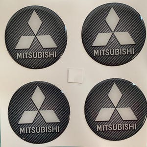 Set med 4 epoxihartsdekaler för centrumkåpor på Mitsubishi-fälgar || Självhäftande silikonemblem i alla storlekar