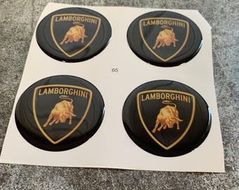 Set of 4 Epoxy resin Stickers for center caps on Lamborghini car rims || All Size Silicone Self-adhesive Emblems